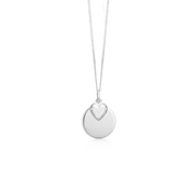SØLV COLLIER M/BLANK PLADE+HJERTE 40+5CM
