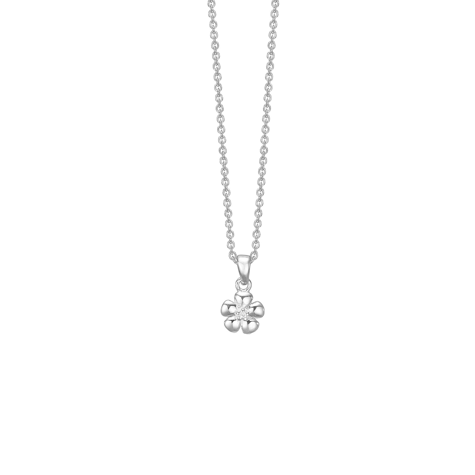 SØLV COLLIER M/SY.ZIRCONIA BLOMST