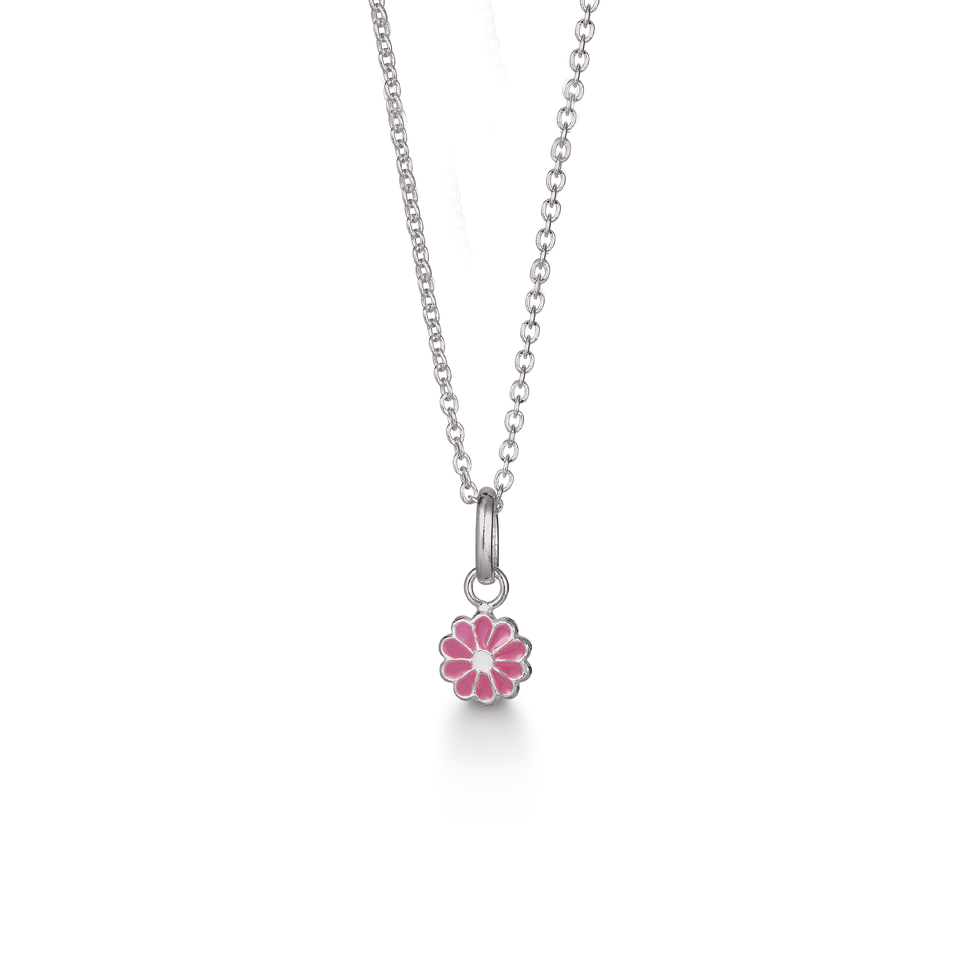 SØLV COLLIER M/EMALJE BLOMST
