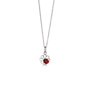 SØLV COLLIER M/EMALJE BLOMST/MARIEHØNE