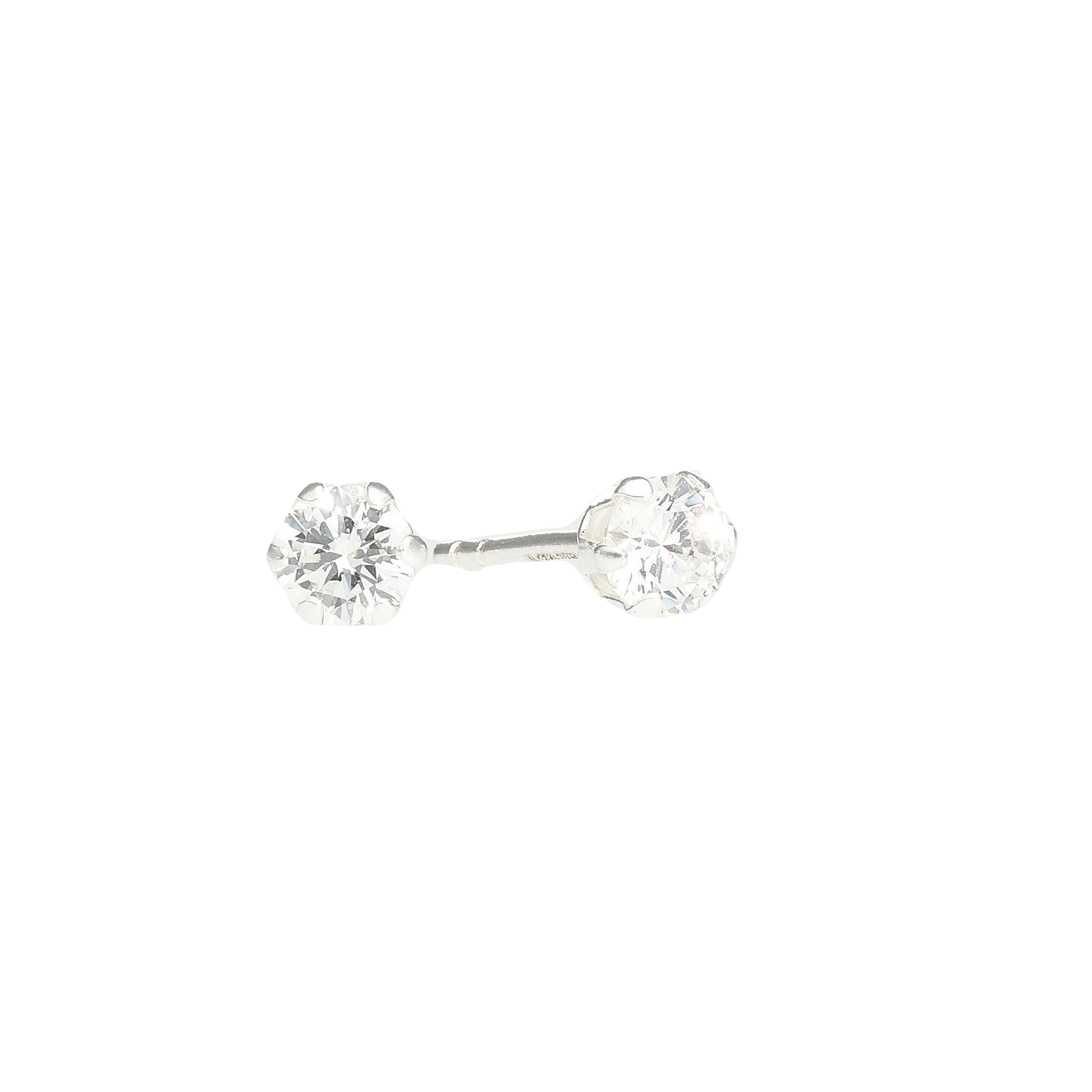 SØLV ØRESTIK M/SY.STEN HVID 4MM