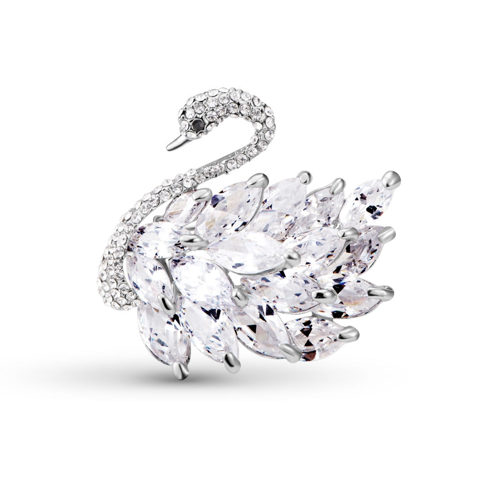 Broche, svane med zirconia