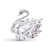 Broche, svane med zirconia