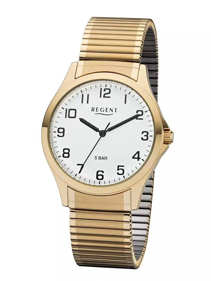 Regent herreur gylden med flexlænke, hvid skive - 39 mm