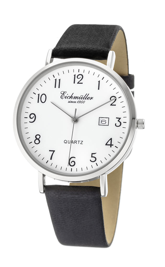 Klassisk herreur i forgyldt stål med sort læderrem