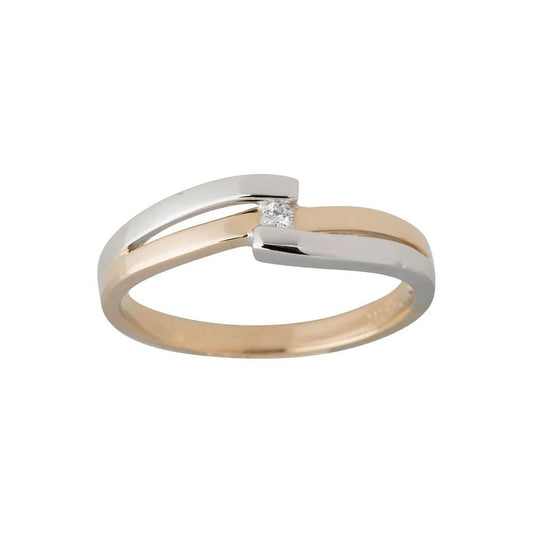 14 kt. guldring, bicolor m. 0,030 ct TW/SI - Urma.dk