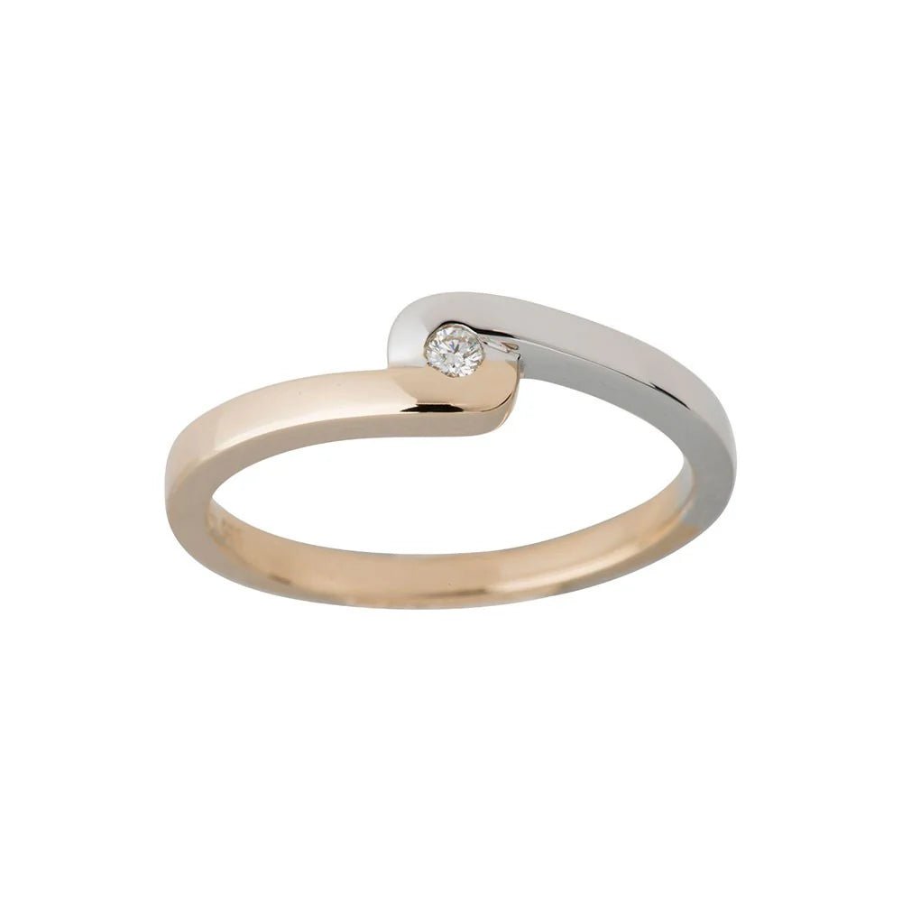14 kt. guldring, bicolor m. 0,030 ct TW/SI - Urma.dk