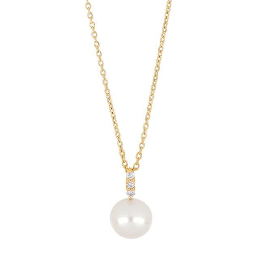 14 kt. guldvedhæng m/perle og dia. 0.045ct W/SI in - Urma.dk