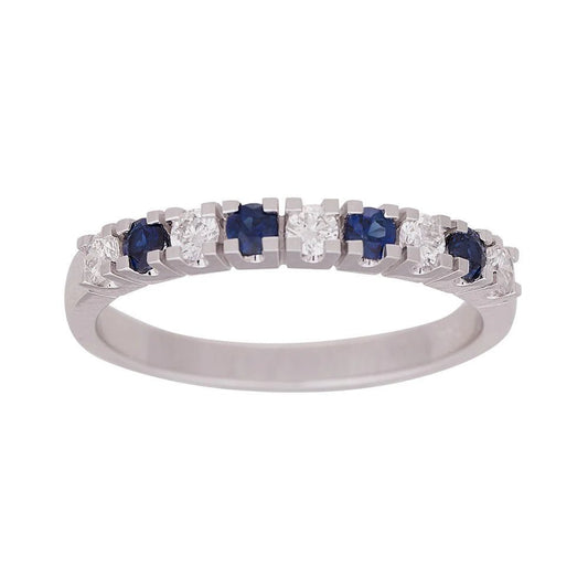 14 kt. Hvg. alliancering m safir + dia. 0.25ct WSI - Urma.dk