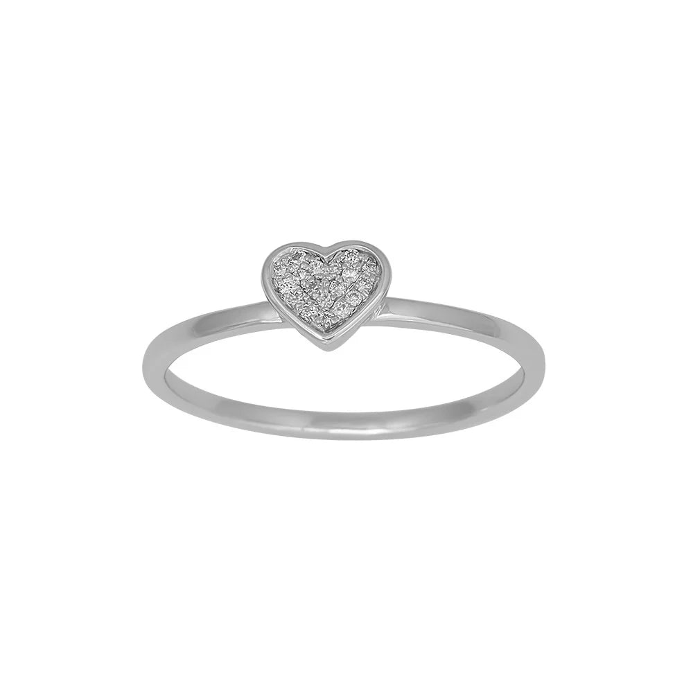 14 kt. hvidguldsring hjerte m. dia 0.04ct W/SI - Urma.dk