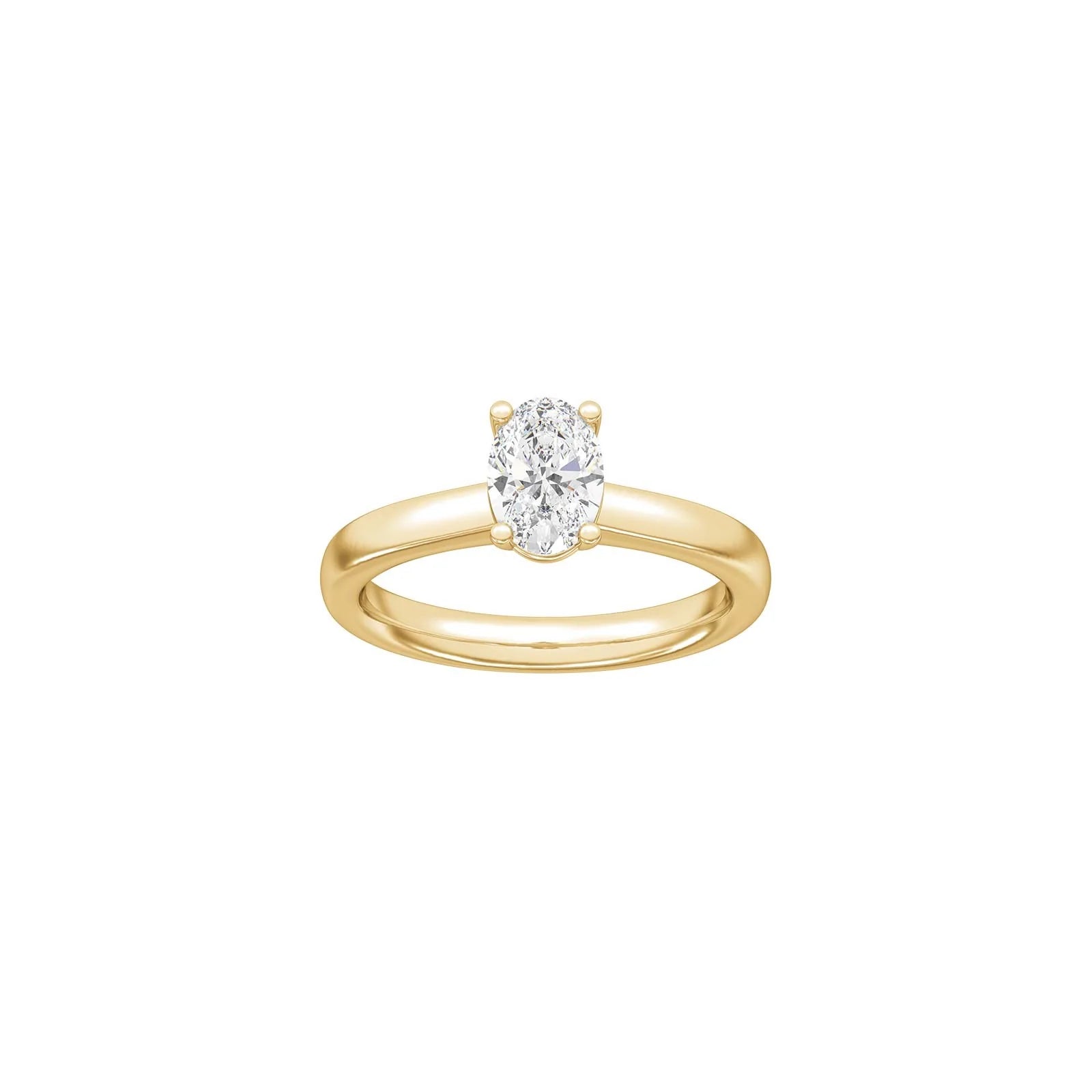 LUXURY Classic oval 14kt. guldsring m. Lab. G. dia. 1,0ct TW/VS2