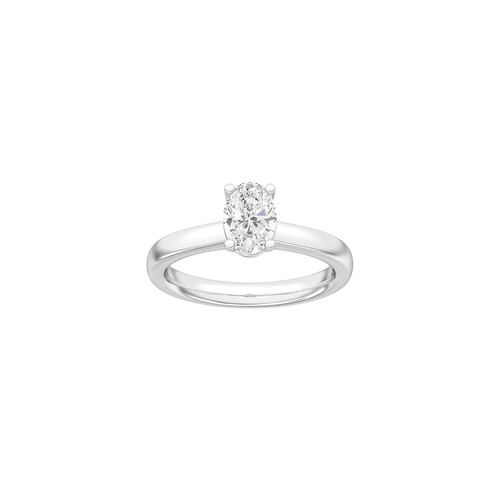 LUXURY Classic oval 14kt. guldsring m. Lab. G. dia. 1,0ct TW/VS2