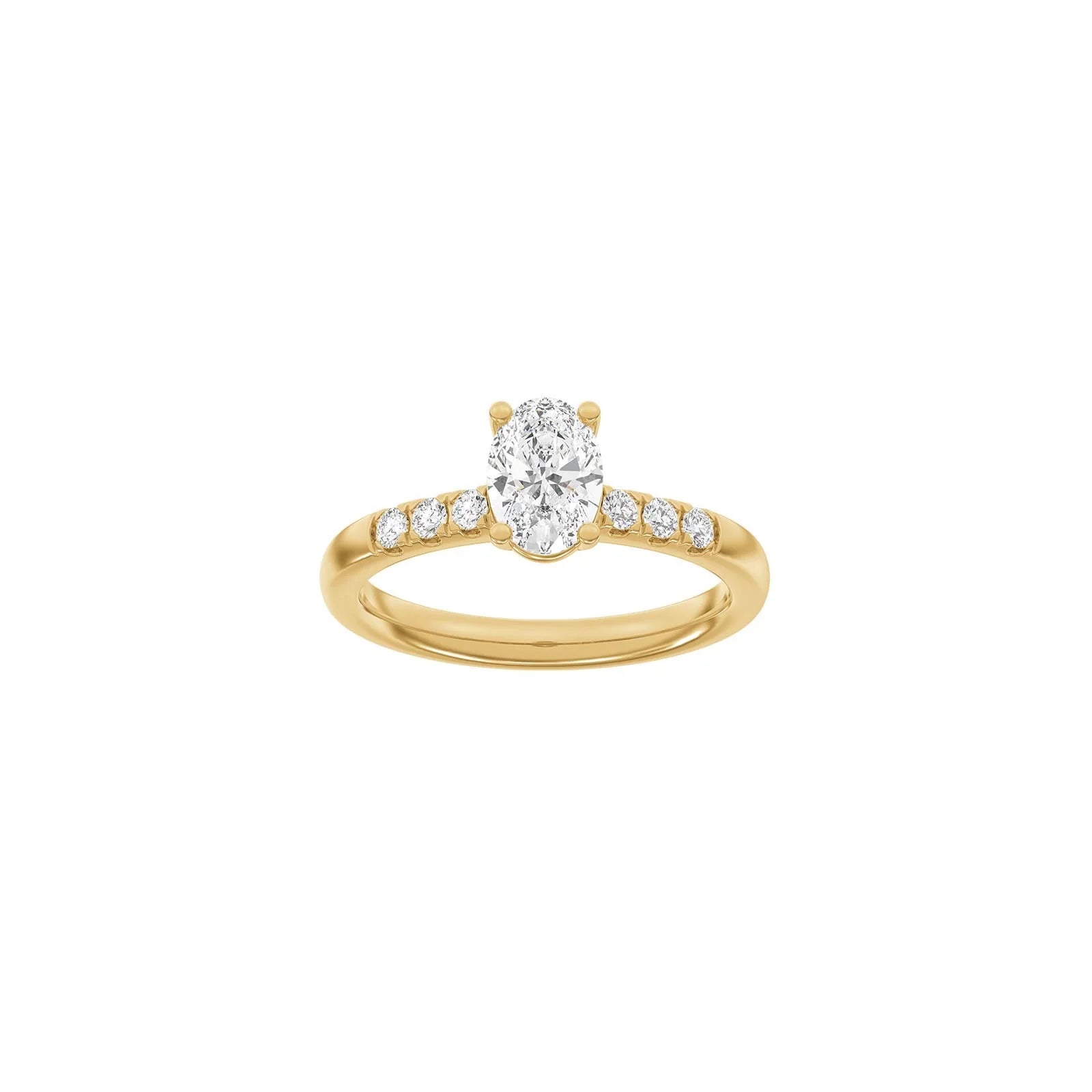 LUXURY Classic oval 14kt. guldsring m. Lab. G. dia. 1,2ct TW/VS2