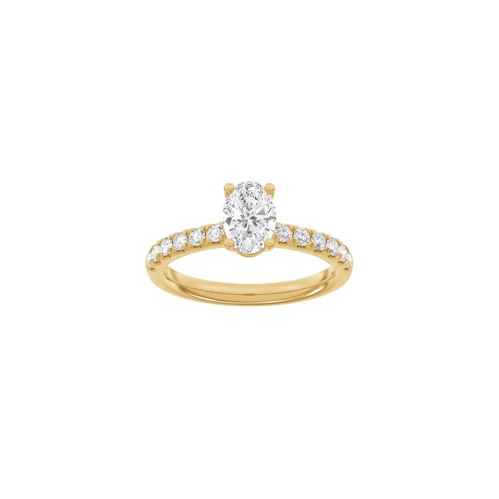 LUXURY Classic oval 14kt. guldsring m. Lab. G. dia. 1,4ct TW/VS2
