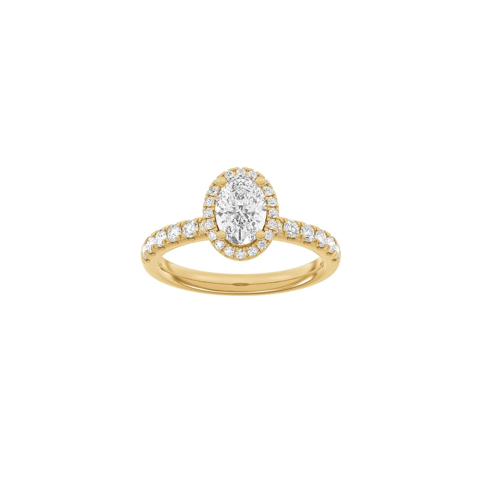 LUXURY Halo oval 14kt. guldsring m. Lab. G. dia. 1,52ct TW/VS2