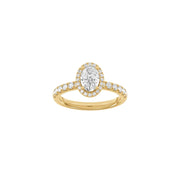 LUXURY Halo oval 14kt. guldsring m. Lab. G. dia. 1,52ct TW/VS2