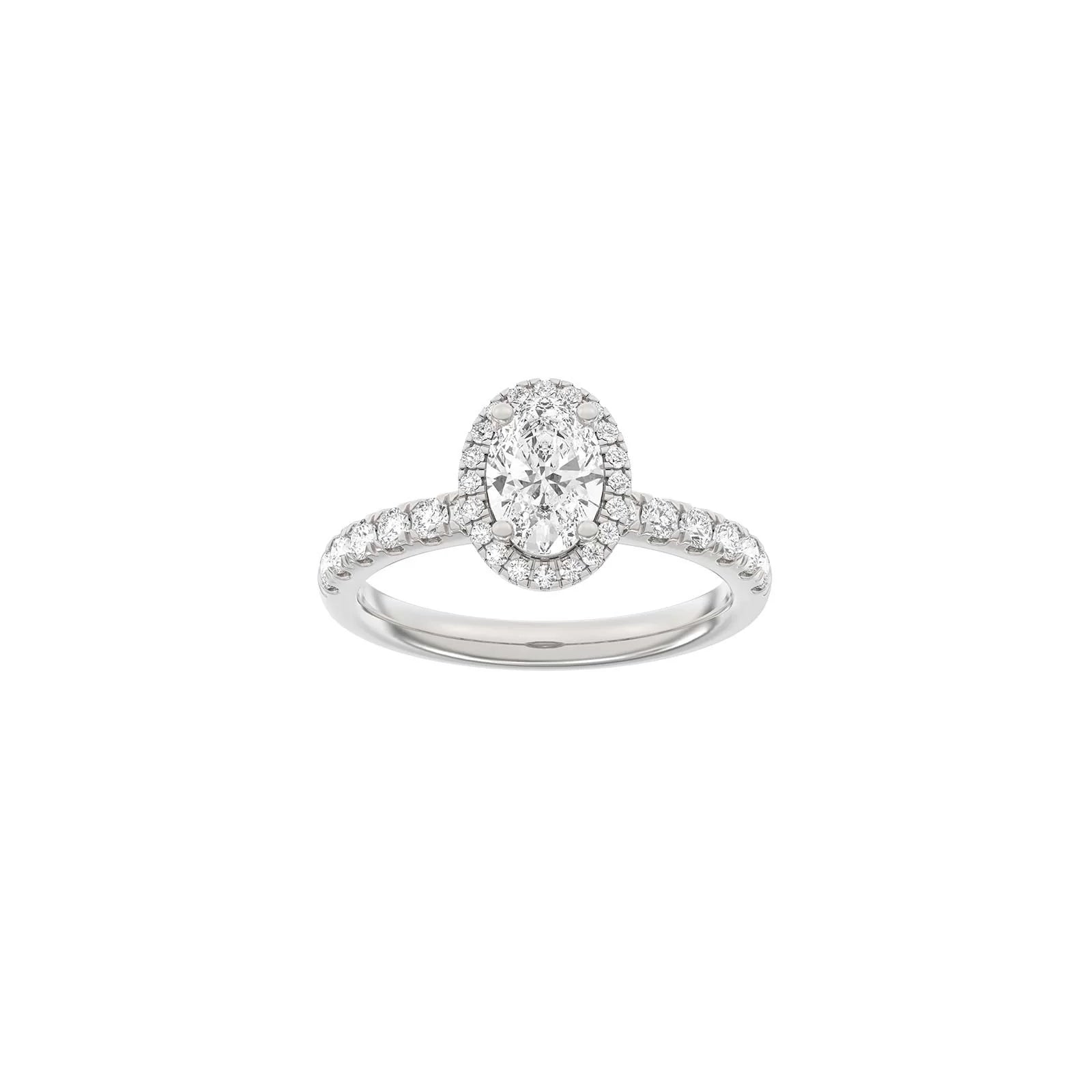 LUXURY Halo oval 14kt. guldsring m. Lab. G. dia. 1,52ct TW/VS2