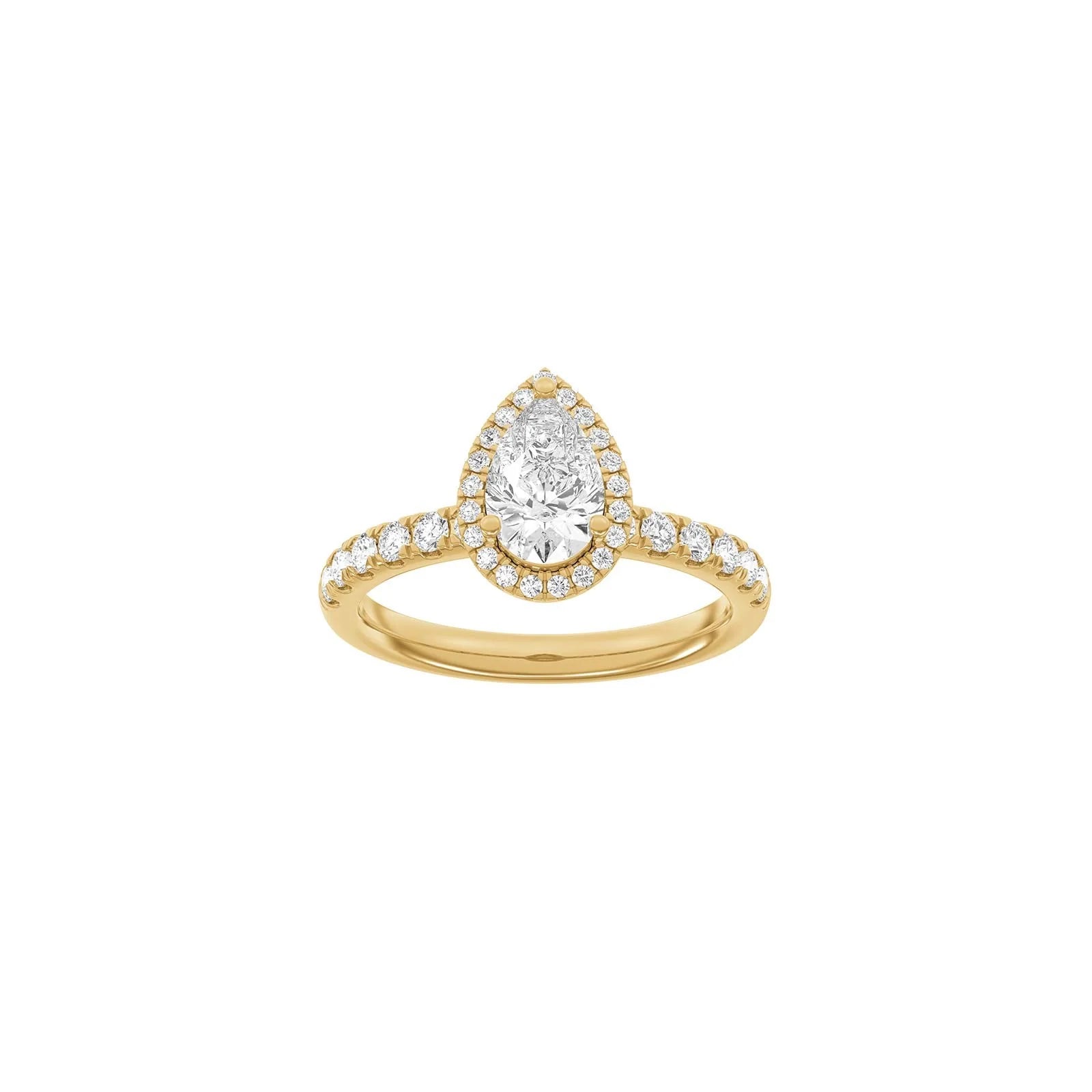 LUXURY Halo dråbe 14kt. guldsring m. Lab. G. dia. 1,52ct TW/VS2