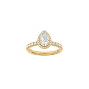 LUXURY Halo dråbe 14kt. guldsring m. Lab. G. dia. 1,52ct TW/VS2