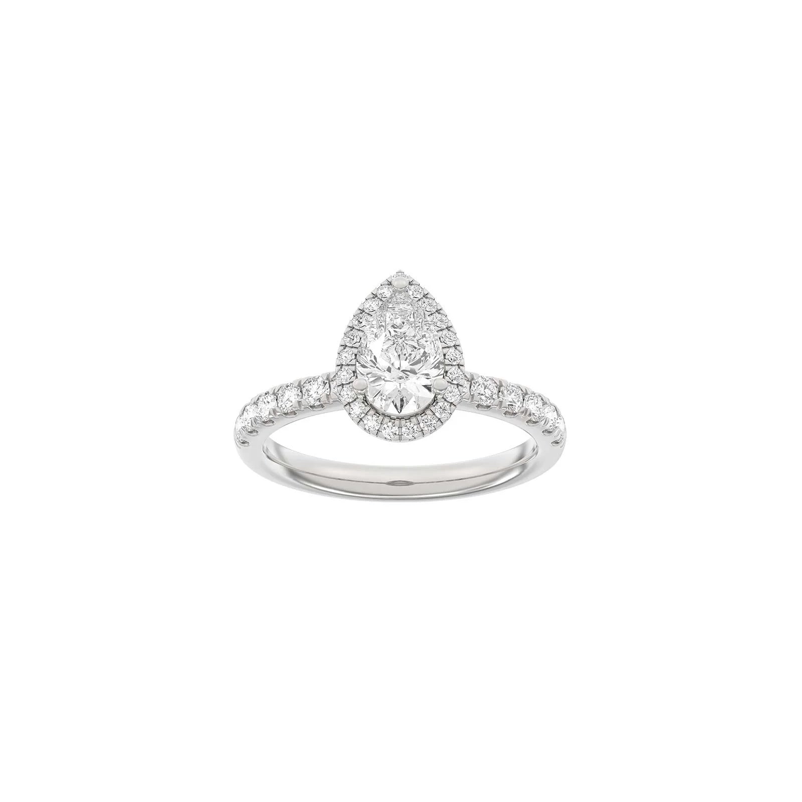 LUXURY Halo dråbe 14kt. guldsring m. Lab. G. dia. 1,52ct TW/VS2