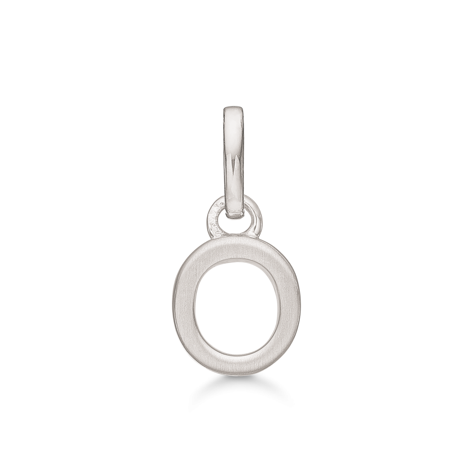 Sølv vedhæng rhodineret bogstav O. Mål: 7 x 6.6 x 3.3 mm.