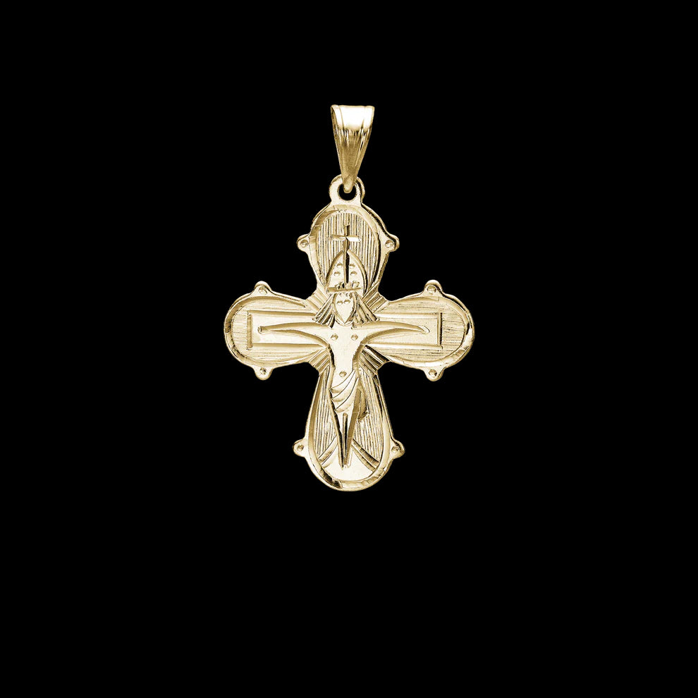 Dagmarkors i 14 karat guld - håndgraveret - 21,5 x 25 mm