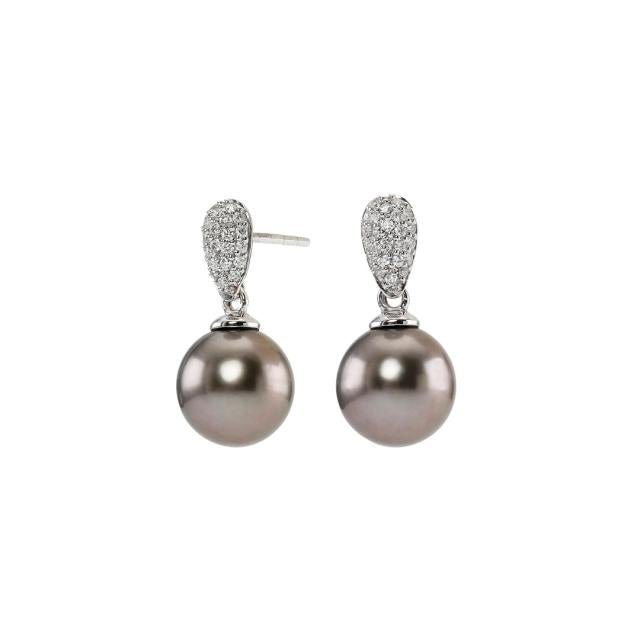 14k. hvd.guldøreh. m tahiti perle og 0,21ct. TW/S - Urma.dk