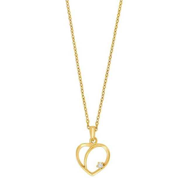 14kt. guld hjertevedhæng m. 0,015ct W/SI inkl. forg. kæde - Urma.dk