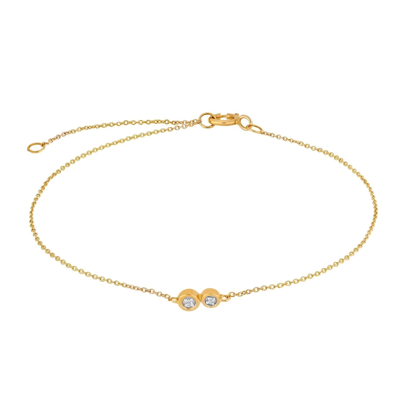 14kt. guldarmbånd m/ 2 x dia. 0.01ct W/SI - Urma.dk