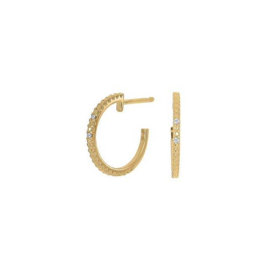14kt. guldcreoler m/dia. 0.02ct W/PI - Urma.dk