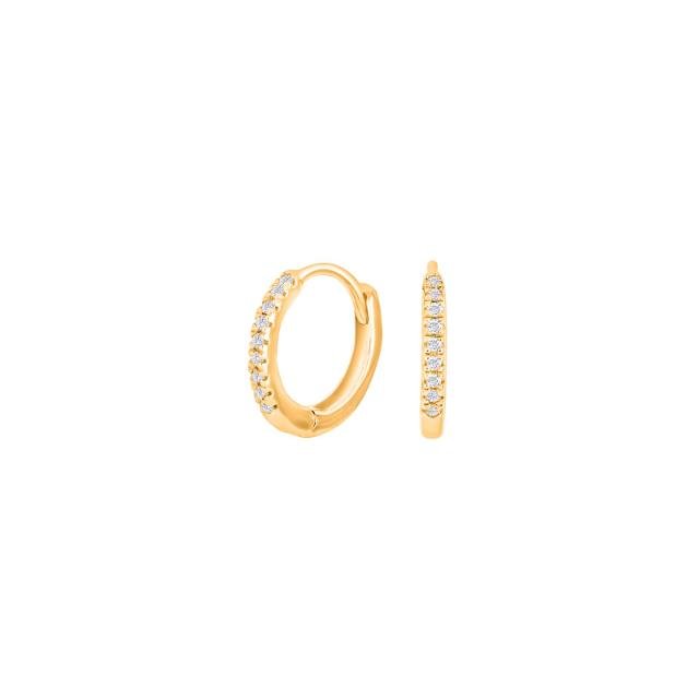 14kt. guldcreoler m/dia. 0.05ct W/SI 10mm - Urma.dk