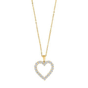 14kt. guldhalskæde m/ hjerte dia.0.95ct W/SI - Urma.dk
