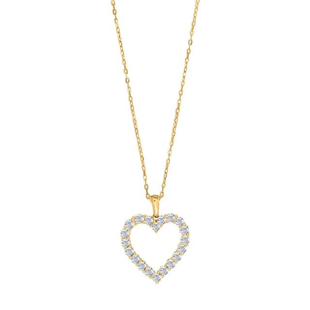 14kt. guldhalskæde m/ hjerte dia.0.95ct W/SI - Urma.dk