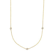 14kt. guldhalskæde m/3 x dia. 0.01ct W/SI - Urma.dk