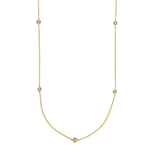 14kt. guldhalskæde m/5 x dia. 0.02ct W/SI - Urma.dk