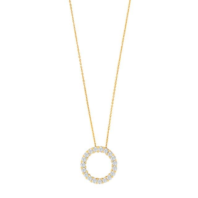 14kt. guldhalskæde m/cirkel dia. 0.495ct W/SI - Urma.dk
