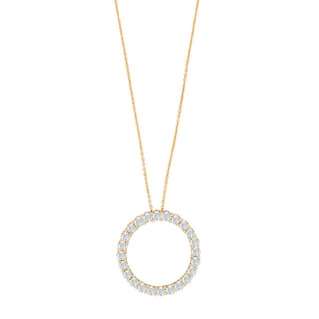 14kt. guldhalskæde m/cirkel dia. 0.98ct W/SI - Urma.dk