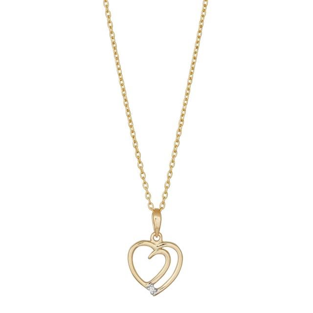 14kt. guldhjerte m/dia. 0.005ct W/SI inkl. forg. K - Urma.dk