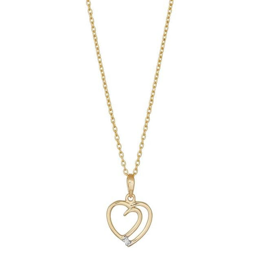 14kt. guldhjerte m/dia. 0.005ct W/SI inkl. forg. K - Urma.dk