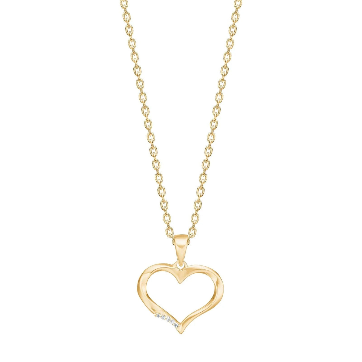 14kt. guldhjerte m/dia. 0,006ct W/SI inkl. forg. kæde - Urma.dk