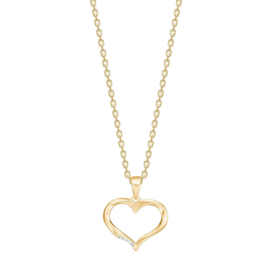 14kt. guldhjerte m/dia. 0,006ct W/SI inkl. forg. kæde - Urma.dk