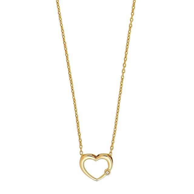 14kt. guldhjerte m/dia. 0.010ct W/SI inkl. forg. - Urma.dk