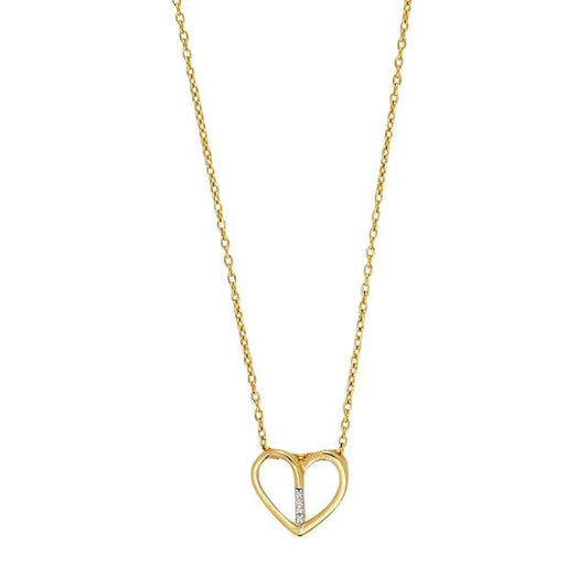 14kt. guldhjerte m/dia. 0.010ct W/SI inkl. forg. - Urma.dk