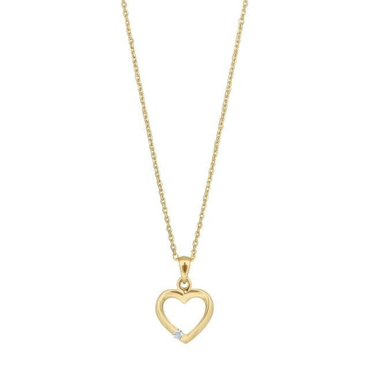 14kt. guldhjerte m/dia. 0.022ct W/SI inkl. forg. - Urma.dk