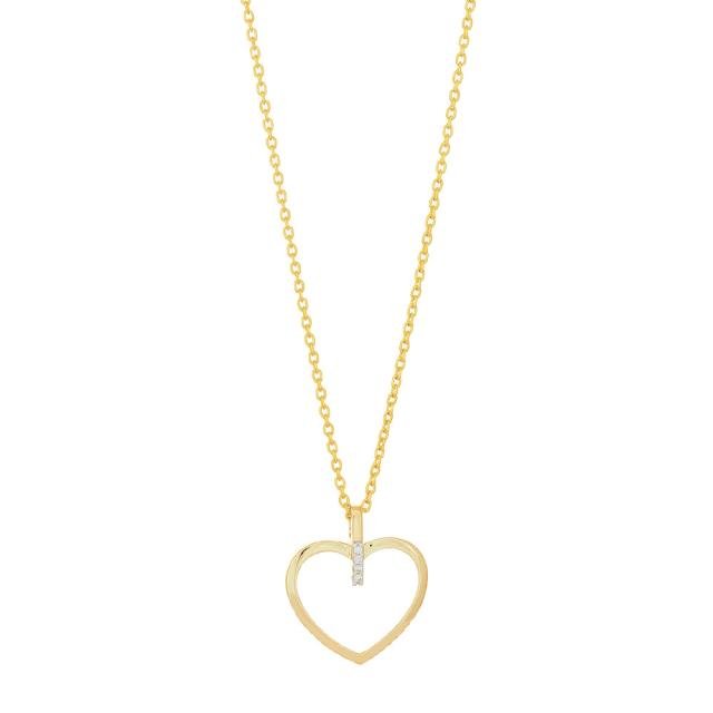 14kt. guldhjerte m/dia. 0.02ct W/SI og forg. kæde - Urma.dk