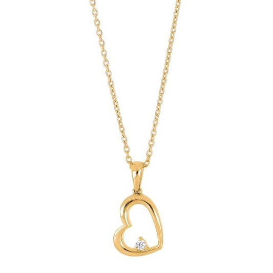 14kt. guldhjerte m/dia. 0.03ct W/SI inkl. forg. K - Urma.dk