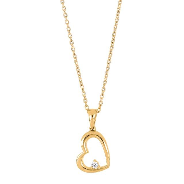 14kt. guldhjerte m/dia. 0.03ct W/SI inkl. forg. K - Urma.dk