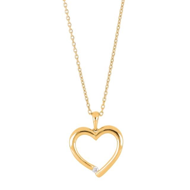14kt. guldhjerte m/dia. 0.03ct W/SI inkl. forg. K - Urma.dk