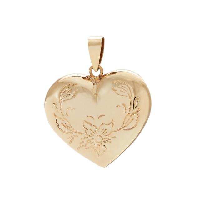 14kt. guldhjerte m/gravering 15mm - Urma.dk