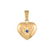 14kt. guldhjerte m/synt. safir 11mm - Urma.dk